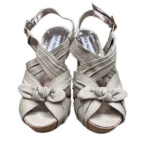 Steve Madden Women’s 6.5 Adorable Khaki Wedge Sandals with Bow and Back Buckle